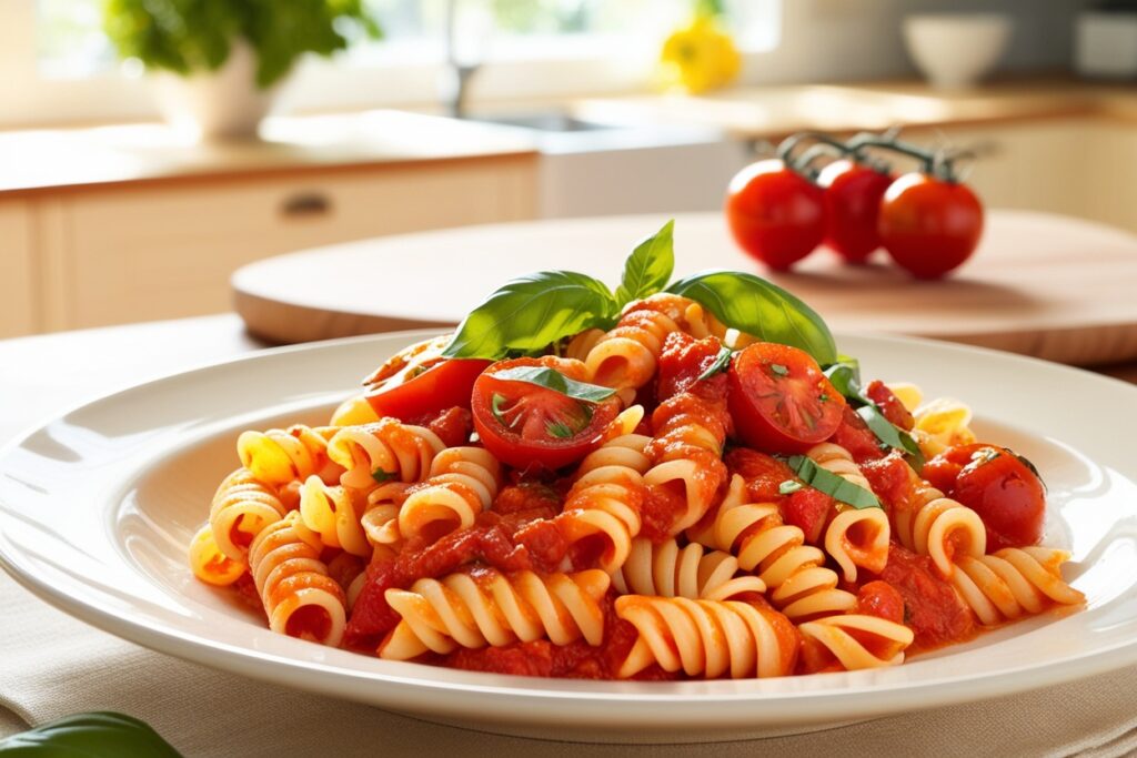 Cavatappi with Tomato Basil Sauce