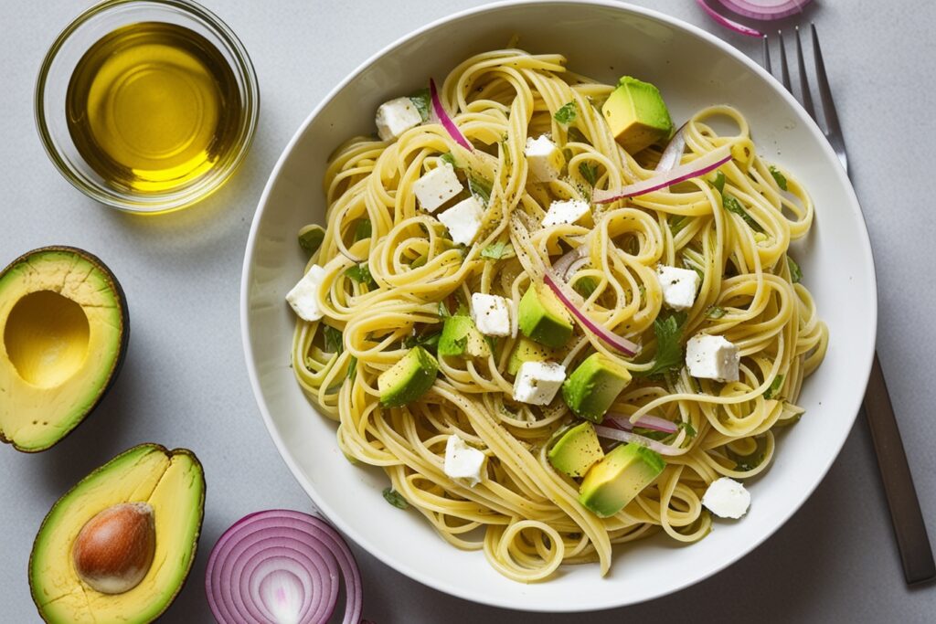 Capellini Salad with Avocado and Feta