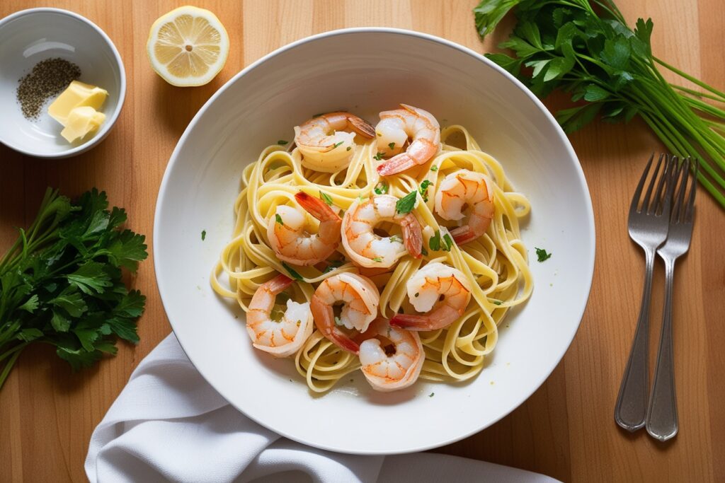 Capellini with Garlic Butter Shrimp