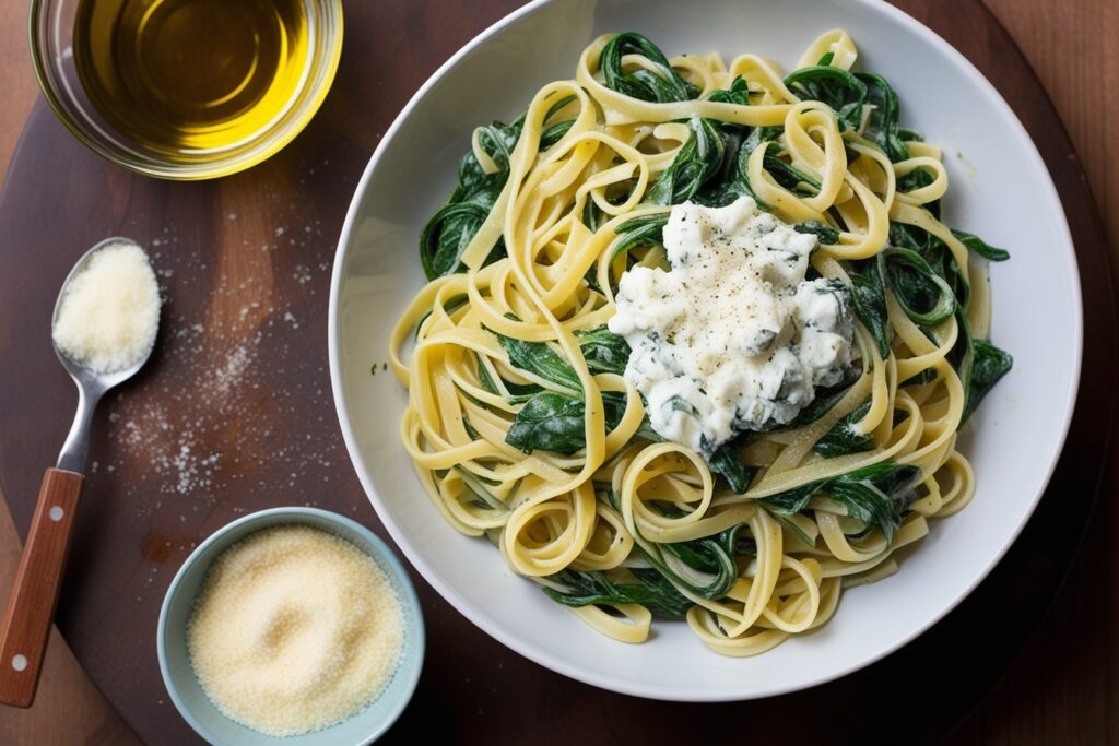 Capellini with Spinach and Ricotta