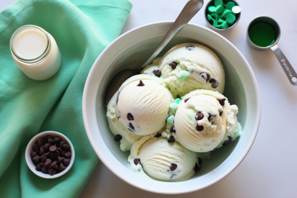 Creamy Mint Chocolate Chip Ice Cream