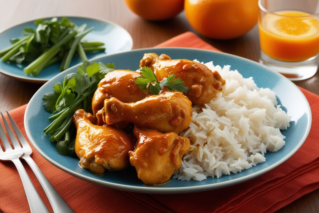 Panda Express Hot Orange Chicken: Steamed white rice or jasmine rice