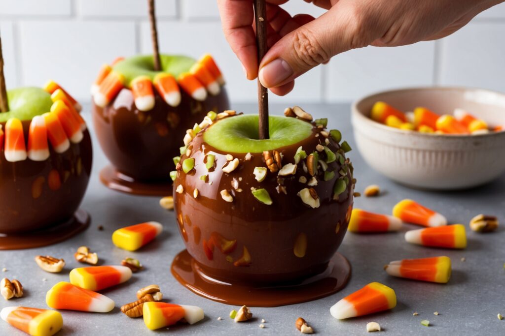 Candy Corn Caramel Apples