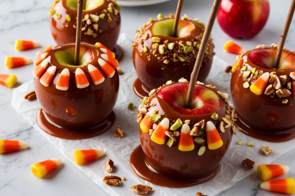 Candy Corn Caramel Apples