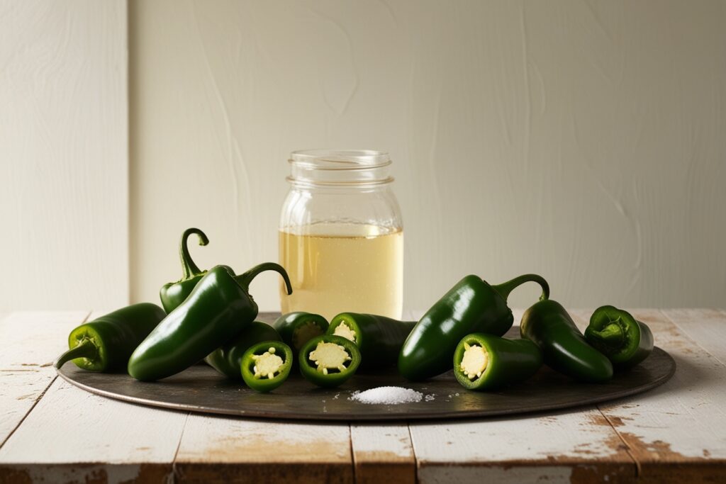 Ingredients:Quick-Pickled spicy Serrano Peppers