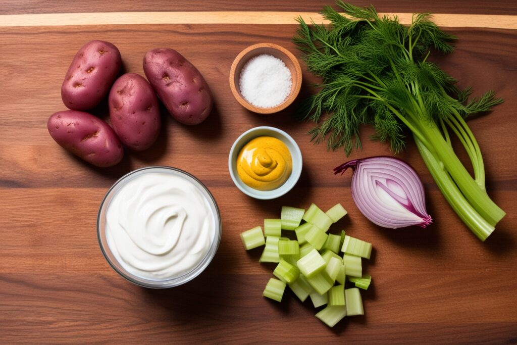 Ingredients:Purple Potato Salad with Greek Yogurt Dressing