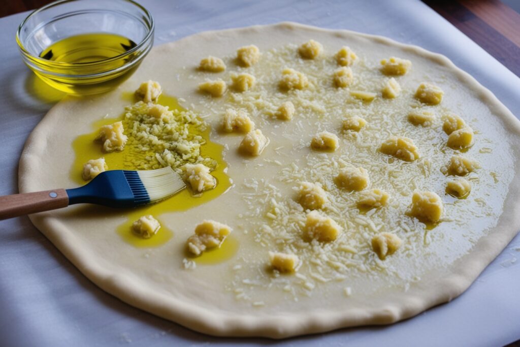 Spread olive oil and garlic 