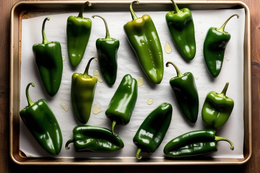 Brush serrano peppers with olive oil 