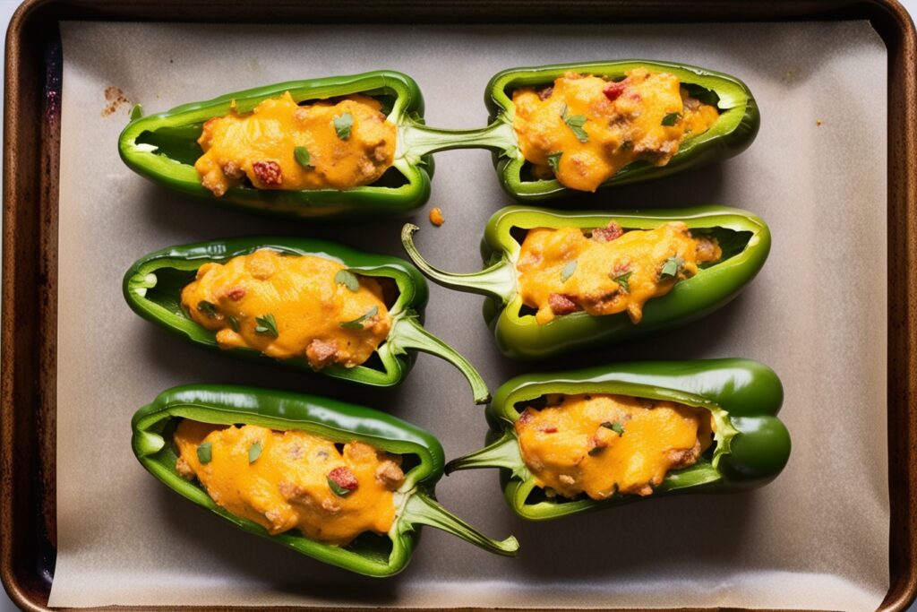 Stuff each spicy serrano pepper with the mixture 