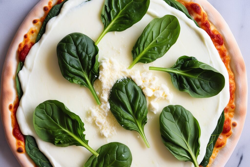 Add cheese, spinach, and any optional toppings