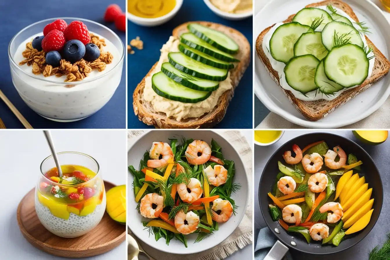 Quick and easy five-minute timer recipes for busy individuals, featuring healthy meal options.