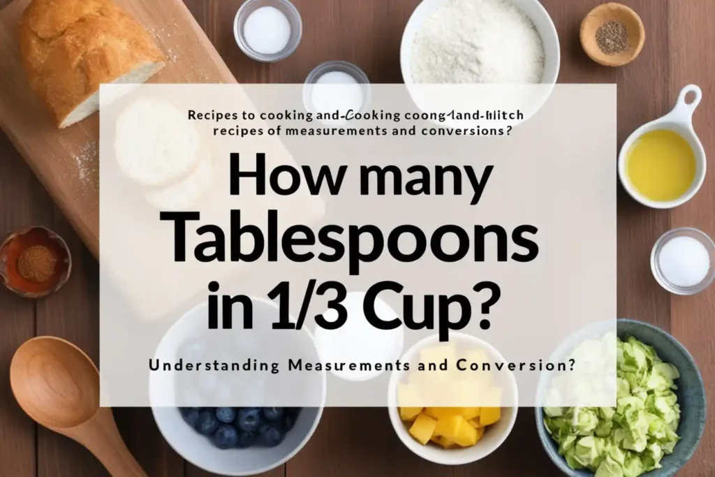 Conversion chart showing how many tablespoons are in 1/3 cup for accurate kitchen measurements.