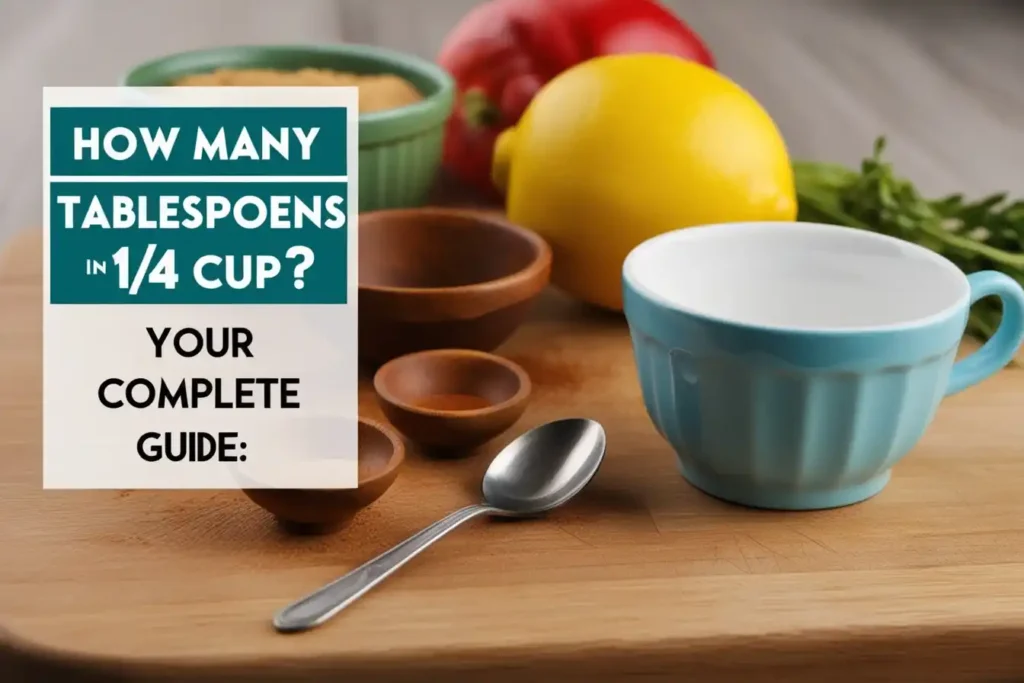 A set of measuring spoons showing 1/4 cup and 4 tablespoons for kitchen measurements.